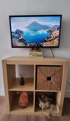 a tv sitting on top of a tv stand at Touristarea Sea&City Lifestyle studio in Limassol