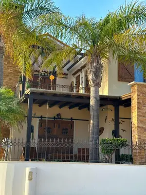 a palm tree in front of a house at Sotira Agia Napa Luxury House in Ayia Napa