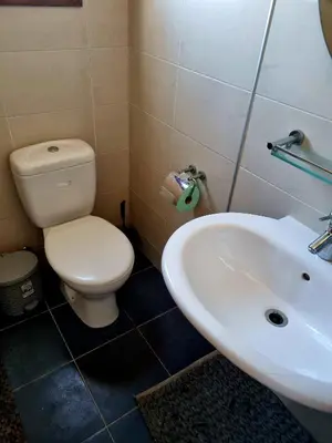 a bathroom with a toilet and a sink at Tereza's House in Ayvaryara