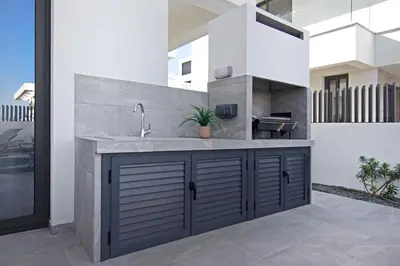 a kitchen with a sink and a counter at Villa Daniella in Protaras