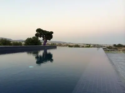 a pool of water with a tree in the background at Villa Olivo Maroni in Maroni