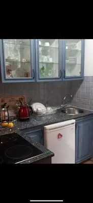 a kitchen with a sink and a counter top at Sea view in Limassol