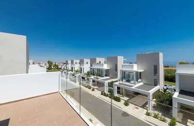 a view of a building from the balcony at Azure Seaview - Ruby Villa in Protaras