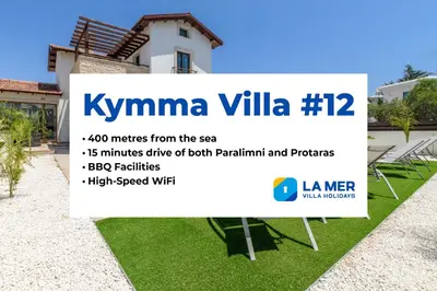 a sign in front of a house with a house at Kymma Villa #12 in Ayia Napa