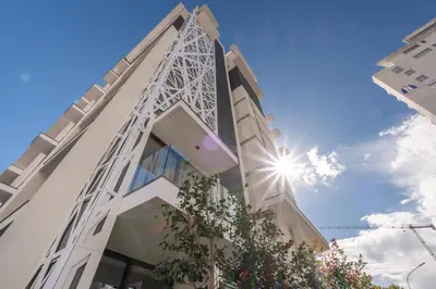 a building with the eiffel tower at Gaia Seaview Apartment 2 in Larnaka