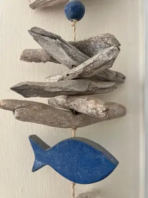 a group of fish hanging on a wall at Villa Calm 100m from the beach in Ayia Napa