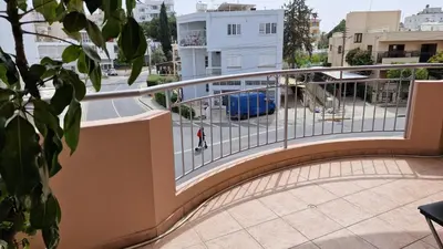 a balcony with a view of a street at City Center Apartment 2 in Nicosia