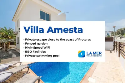 a villa with a swimming pool in villa amelia at Villa Amesta in Protaras