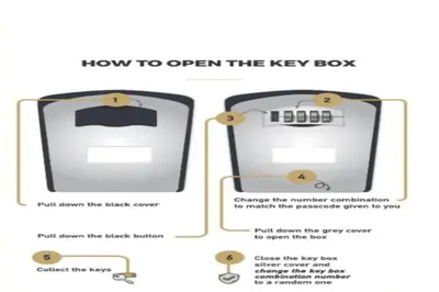 a diagram of how to open the key box at Serenity Waves Villa 22 in Larnaka