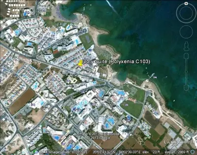 a map of a city next to the water at Ivory Suite at Polyxenia - Tourism licence 03125 in Protaras