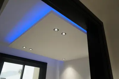 a skylight in a house with a blue ceiling at Lazuli Urban Luxury -2 bedroom with Pool in Larnaka