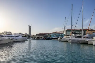 a group of boats docked in a marina at 75 Prokymea- Steps from the Sea, Downtown, Balcony in Limassol
