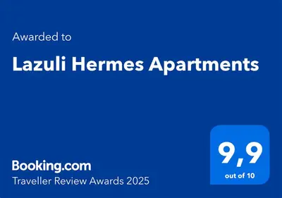 a blue sign with the words hawkish heinemann appliances at Lazuli Hermes Apartments in Larnaka