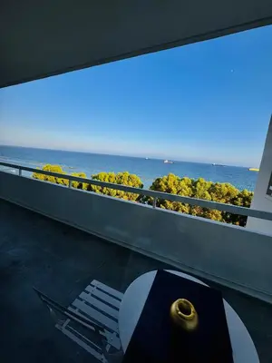 a view of the ocean from the balcony of a ship at Sea view 3 bedrooms apartment in Limassol