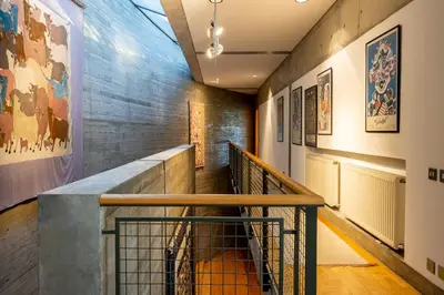 a hallway with a staircase in a building at Paradise Peek, Platres in Platres
