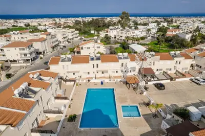 an aerial view of a villa with a swimming pool at Villa Poppy in Paralimni