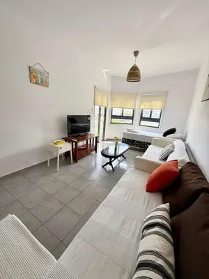 a living room with a couch and a table at Elena One Bedroom Budget Apt - License no 06991 in Paralimni