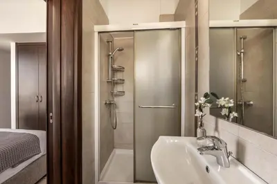 a bathroom with a shower and a sink at Villa Protaras View 6 Central Protaras -Fig Tree Bay-Jacuzzi-Hot Tub in Protaras