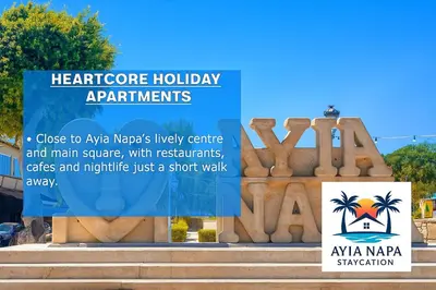 a sign at the entrance to an akma lively centre and main at HeartCore Holiday Apartments in Ayia Napa