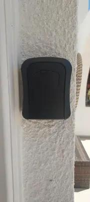 a black door knob on a stone wall at Sea Breeze Maisonette in Larnaka