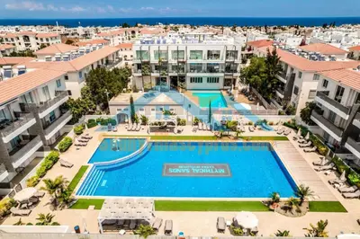 an aerial view of the swimming pool at the resort at SunnyVillas Suite Mythical GYM Swimming Pool S21 in Paralimni