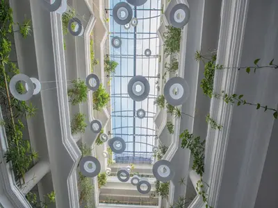 an overhead view of a building with plants at Anastasia Waterpark Beach Resort in Protaras