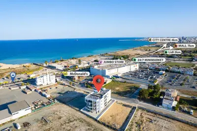 an aerial view of a city and the ocean at Artemis 103 - Seaside Stories in Livadhia