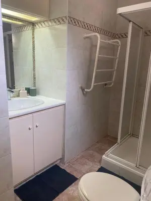 a bathroom with a toilet and a sink at Konnos Villa in Protaras