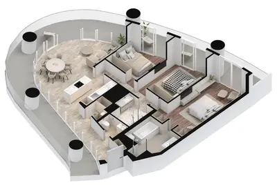 an illustration of a floor plan of a room at Ayia-Napa Marina Luxury Appartments in Ayia Napa