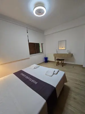 a bedroom with a bed and a desk in it at Maryland Lodge hideaway in Kakopetria
