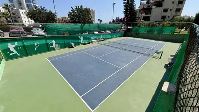 an overhead view of a tennis court at Kantara Garden Apt by TrulyCyprus in Limassol