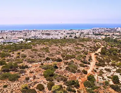 an aerial view of a city on top of a hill at Elite Panoramic View 3Bdr Villa with pool Ayia Napa in Ayia Napa