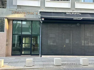 a store front of a building with a door at Premium City Center 10th Floor Sky View -Suite 103 in Nicosia