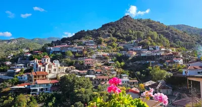 a view of a town on a mountain at The Heart of Moutoullas in Moutoullas