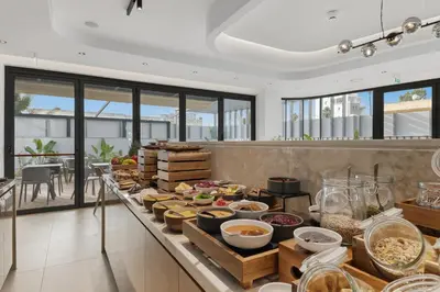 a buffet line with many different types of food at Warner Boutique Hotel-Adults Only in Larnaka