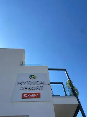a sign on the side of a hospital building at Amalfi Suite at Mythical Sands Resort in Paralimni