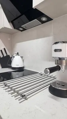 a kitchen counter with a mixer on a counter top at Luxury Beach Villa 2 min Walk to Sea & Airport in Meneou