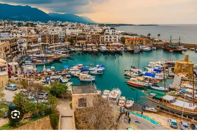 a group of boats docked in a harbor at Centrally located studio with Mountain & Sea views in Avdhelleron
