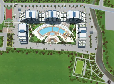 a plan of a campus with a park at Rıversıdelıfe Iskele 164 in Vuda