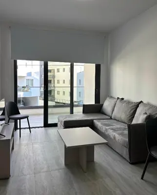 a living room with a couch and a table at AFRODITI Living in Nicosia