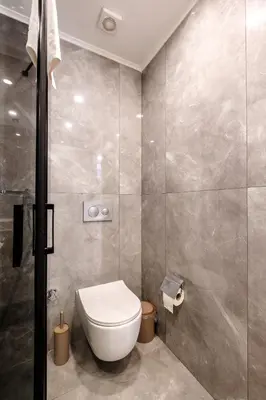 a bathroom with a toilet and a shower at Panorama Comfort Nest in Paralimni