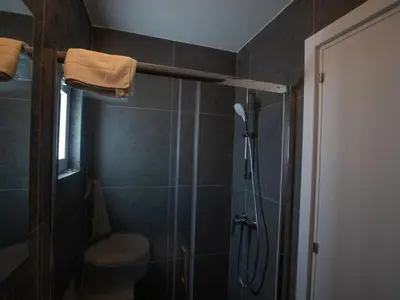 a bathroom with a shower with a glass door at Holiday Home Bleu Vie in Protaras by Interhome in Protaras