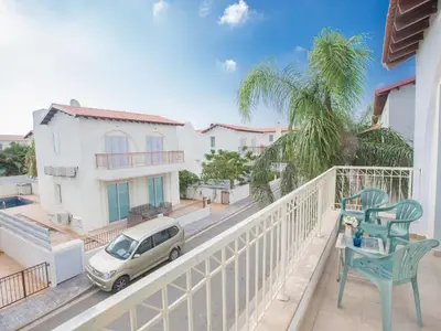 a car parked on the balcony of a house at Holiday Home 3-Schlafzimmer-Villa mit privatem Pool by Interhome in Protaras