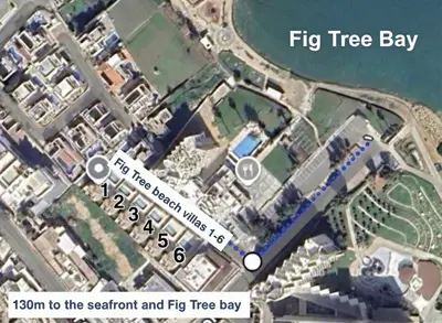a map of a fig tree bay resort at Fig Tree Beach Villa Five in Protaras