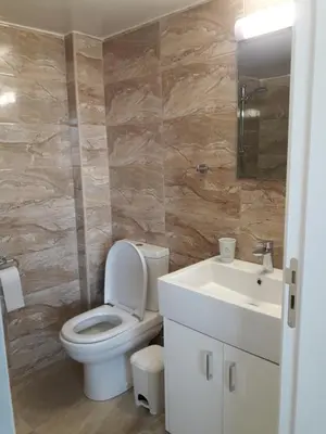 a bathroom with a toilet and a sink at P L Sunorama Beach Garden 302 in Larnaka