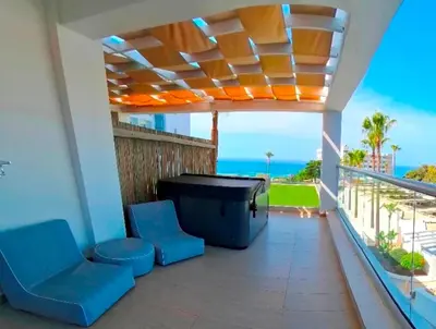 a balcony with a view of the ocean at Napa Mermaid Hotel & Suites in Ayia Napa
