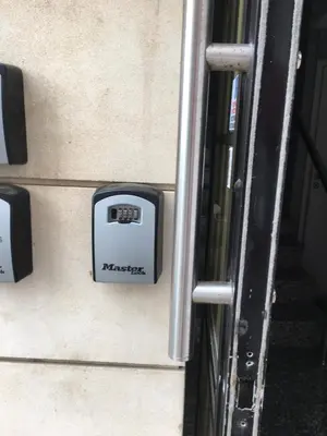 a wall with a mail box on the side of a building at Alex Beach Apartment 51 in Larnaka