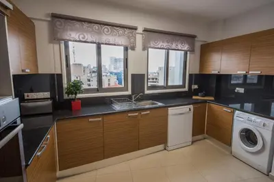 a kitchen with a sink and a dishwasher at Skylight Megaron in Larnaka
