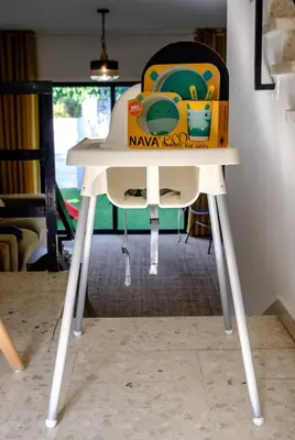 a white table with a toy on top of it at FatCow Beach House 43 in Larnaka