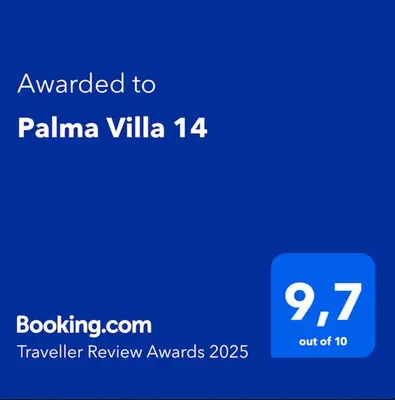 a blue sign that says awarded to palma villa at Palma Villa 14 in Protaras